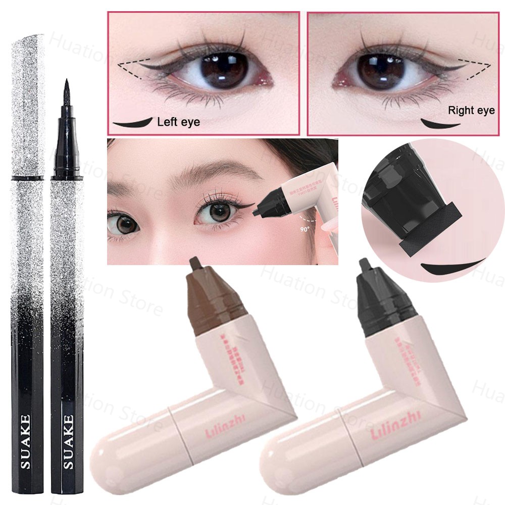 Waterproof Liquid Eyeliner Pen - Diy girar delineador selo integrado preto