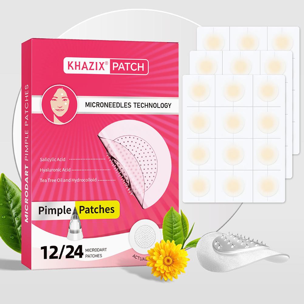 Hydrocolloid Pimple Patch - 12/24PCS Adesivos de Microagulhas para Espinhas,